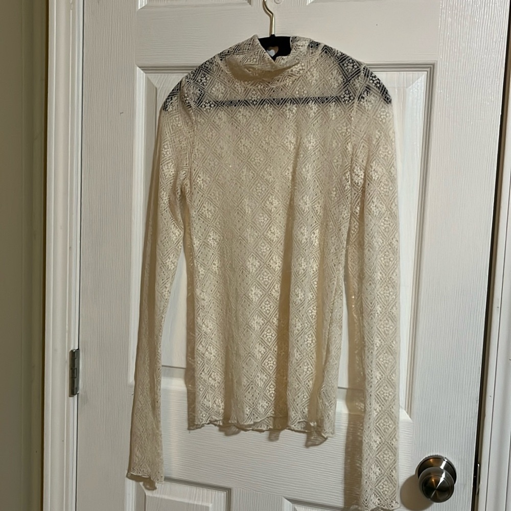 COPY - Off-white, long, sleeved, lace, blouse, free people